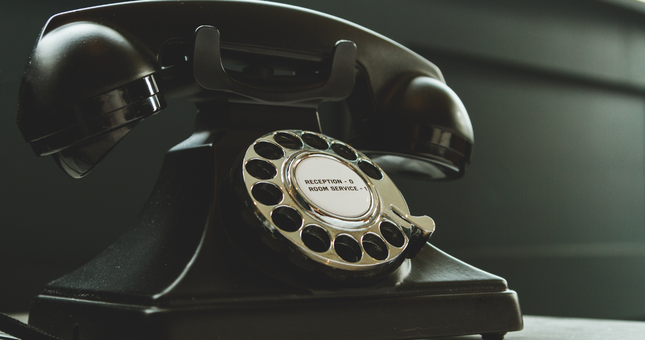 Black retro-style landline phone